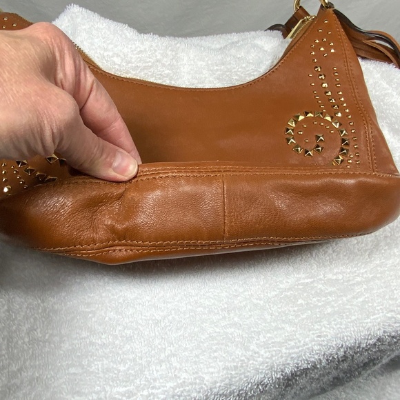 Michael Kors Rhea Leather Fringe Studded Shoulder bag - Picture 7 of 11